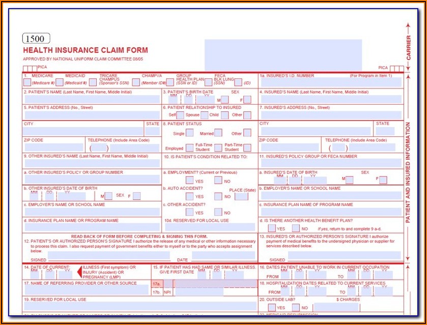 Cms 1500 Health Insurance Claim Form Manual