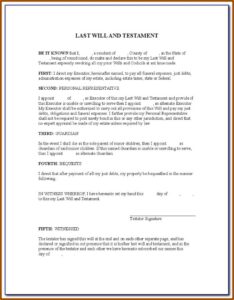 Codicil Format Sample