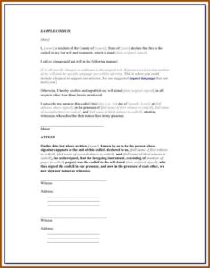 Codicil Format Sample India