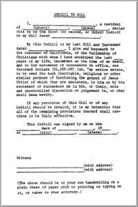 Codicils To Wills Forms