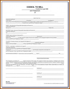 Codicils To Wills Forms In Canada