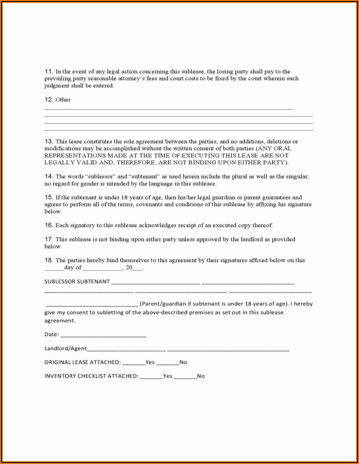 Consent To Sublease Form Oregon