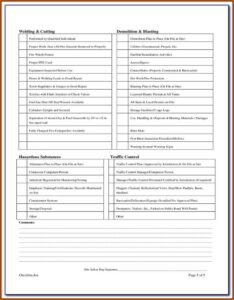 Construction Site Safety Checklist Form