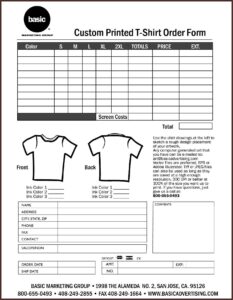 Custom T Shirt Order Form Template