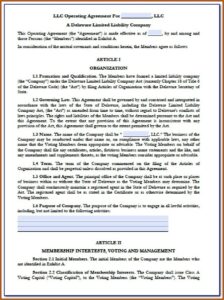 Delaware Series Llc Operating Agreement Template