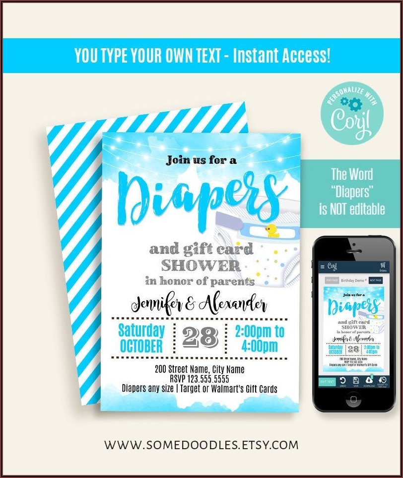Diaper Party Invitation Template Free