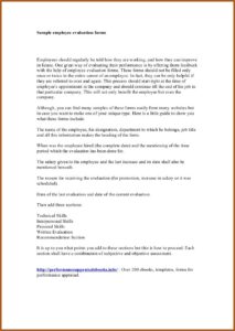 Employee Evaluation Sample