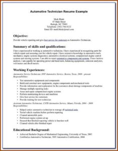 Entry Level Automotive Technician Resume Template