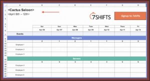 Excel Work Schedule Calendar Template