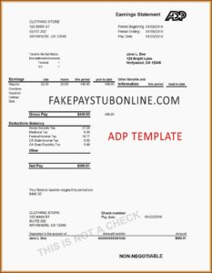 Fake Pay Stub Template Adp