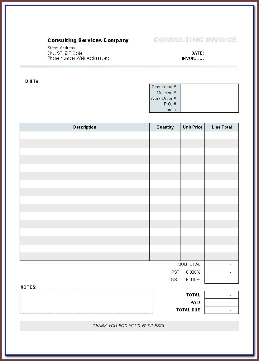 Free Blank Invoices Templates
