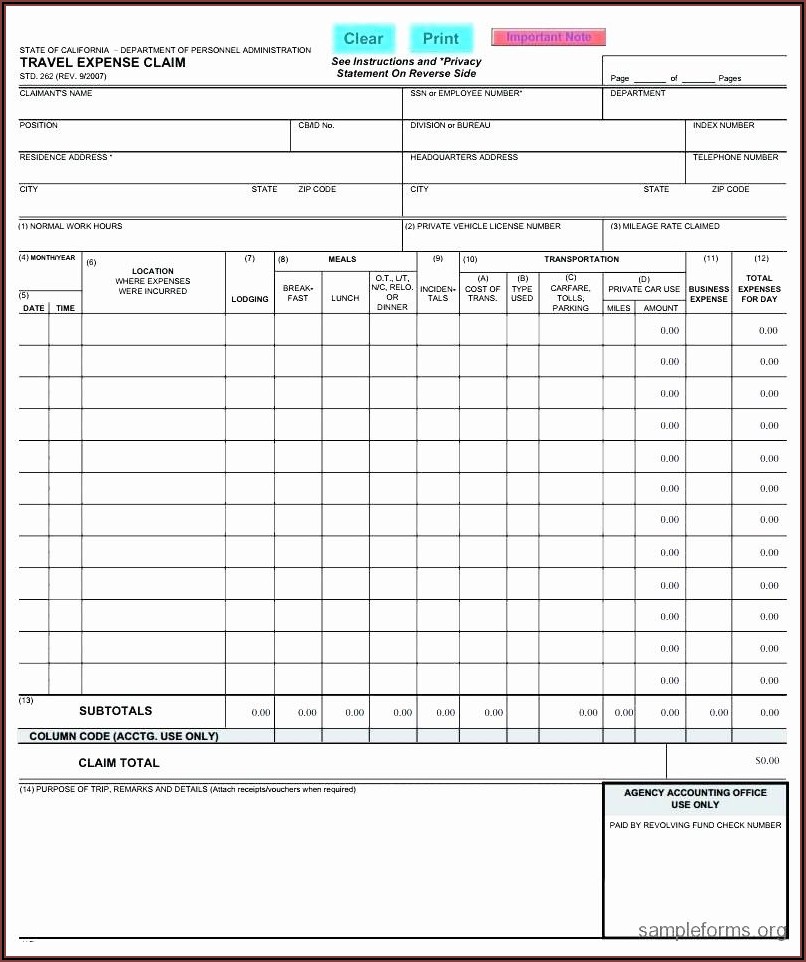 Free Business Expense Form Template