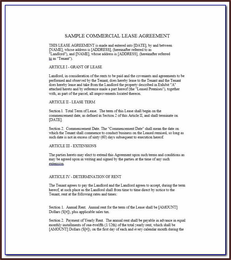 Free Commercial Lease Agreement Template Nz