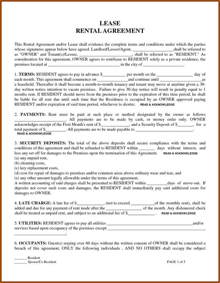Free Download Rental Lease Agreement Templates
