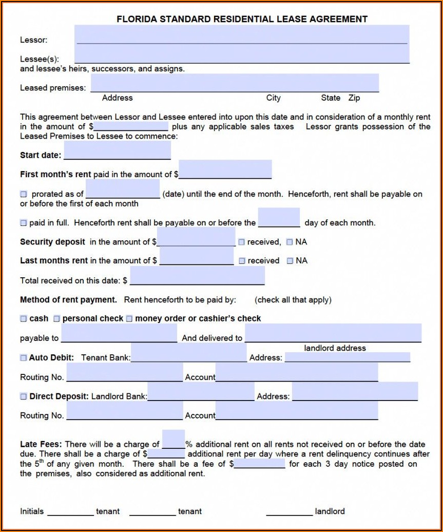 Free Lease Agreement Template Florida