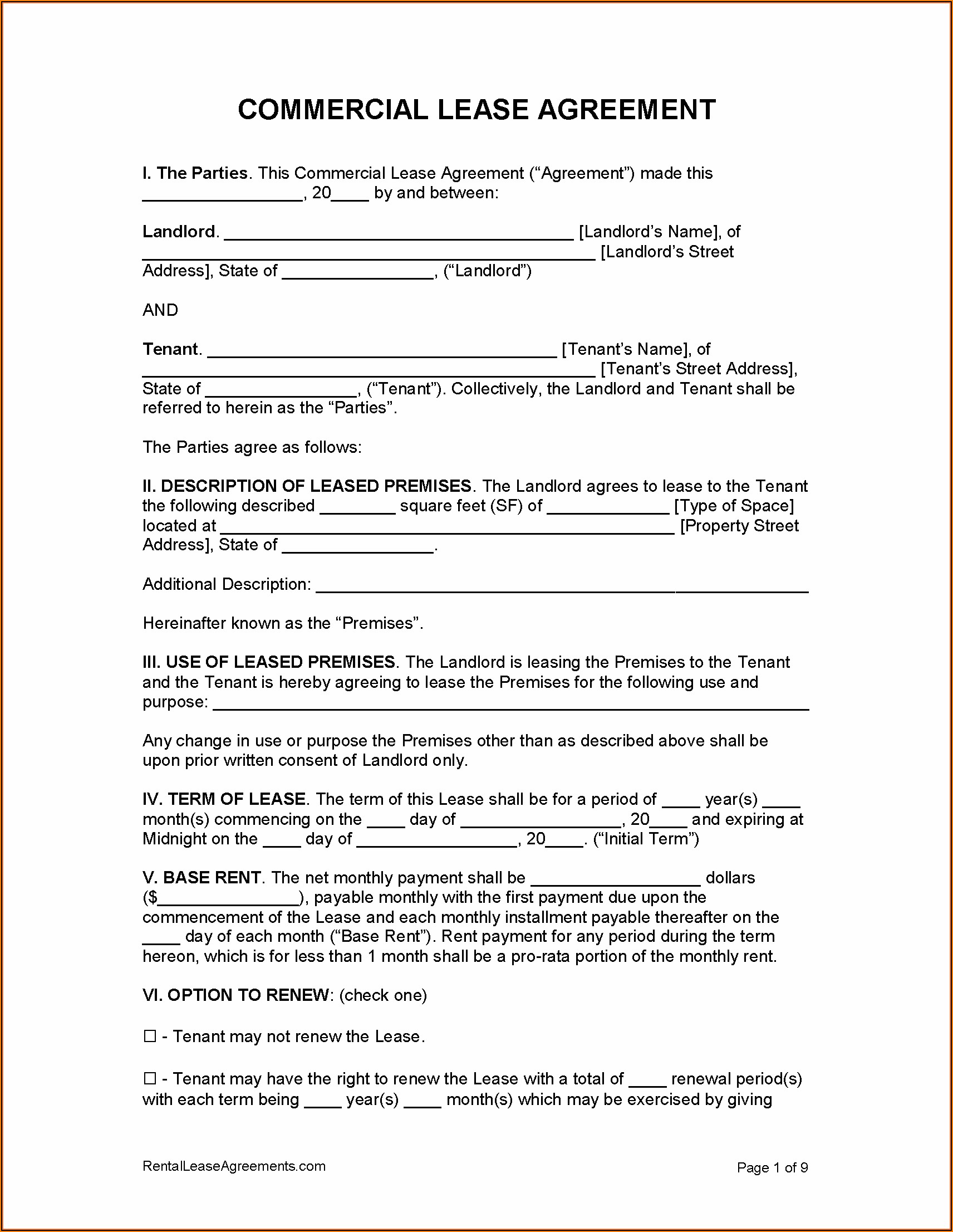 Free Lease Agreement Template Word