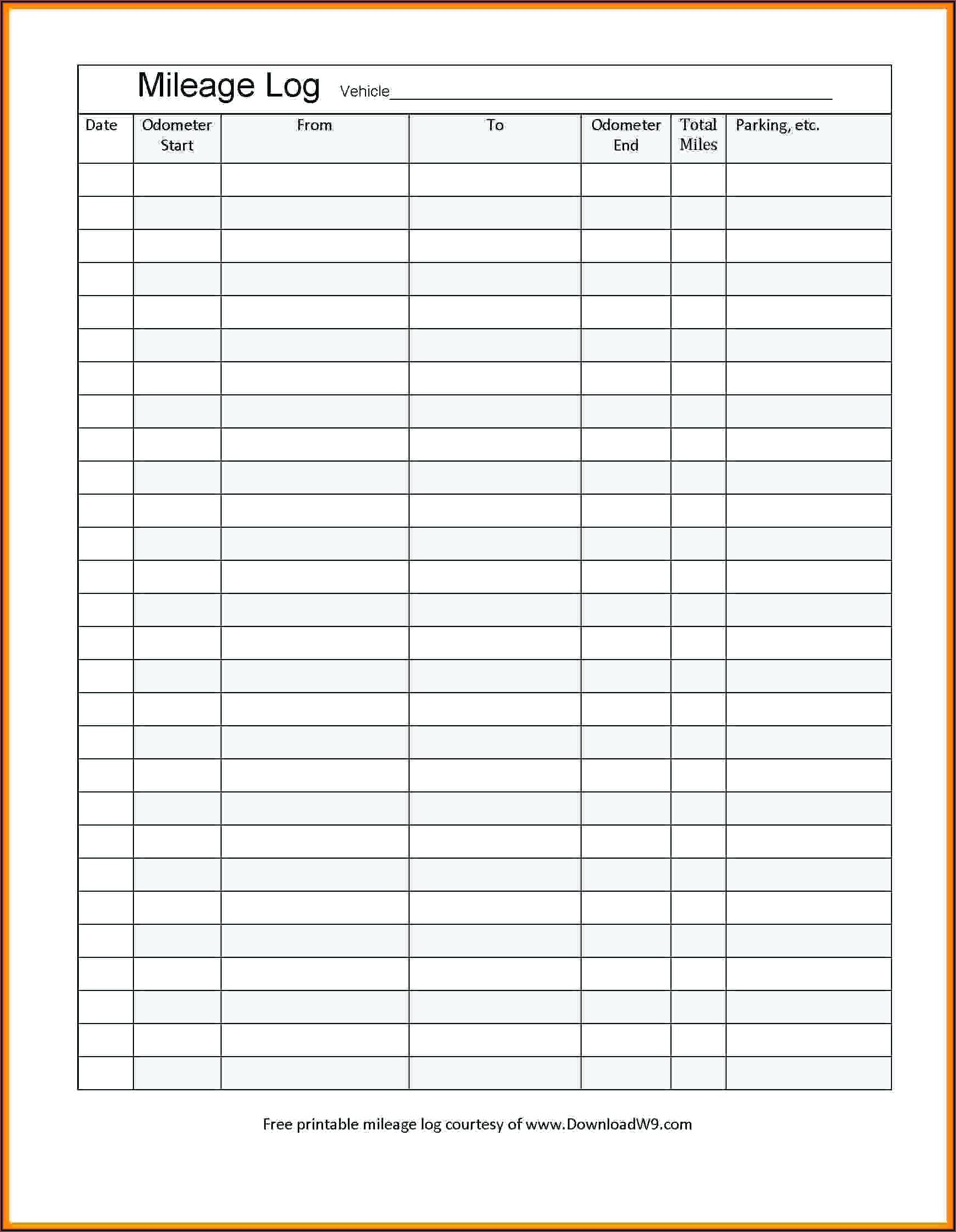 Free Mileage Log Template For Taxes