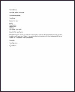 Free Printable Resignation Letter Template