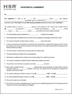 Free Room Rental Agreement Template Word Doc