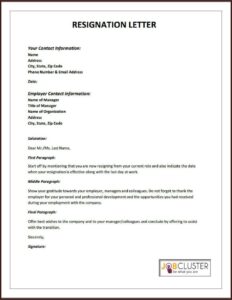 Free Template For Resignation Letter