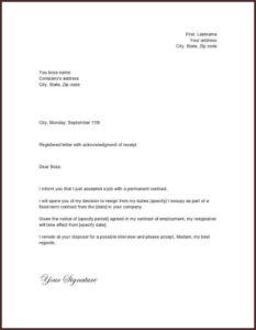 Free Template Resignation Letter Uk