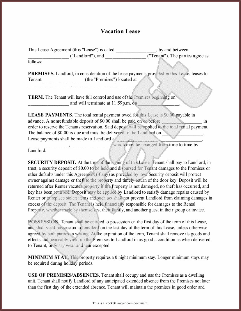 Free Vacation Rental Agreement Template Word