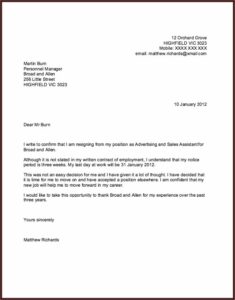 Free Word Template For Resignation Letter