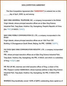 Freelance Non Compete Agreement Template