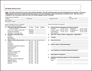 Job Safety Analysis Template Construction