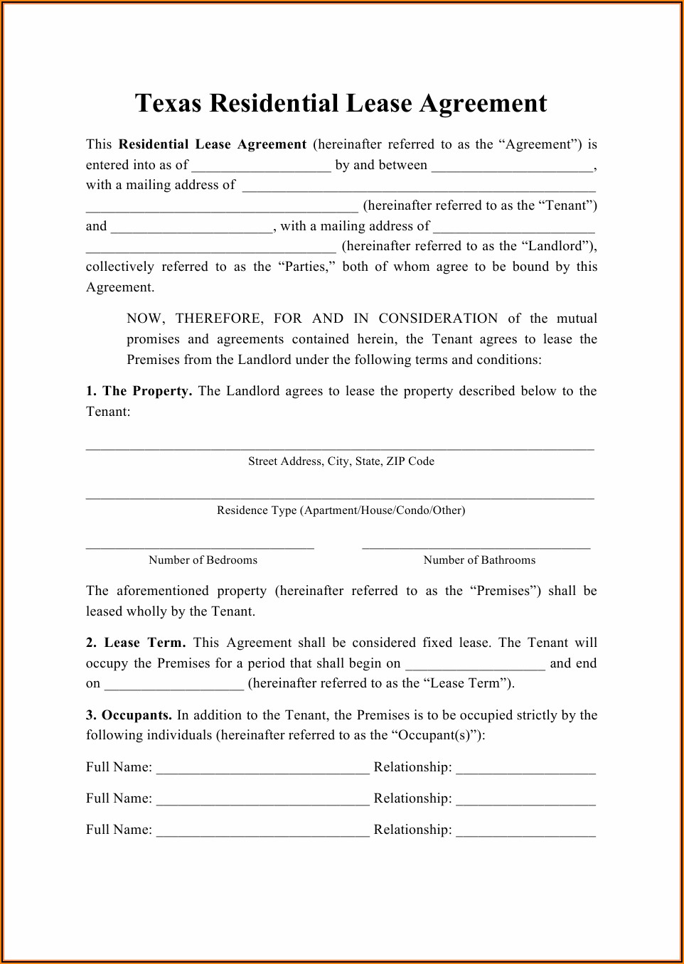 Land Lease Agreement Texas Template