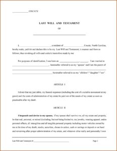 Last Testament And Will Template Free