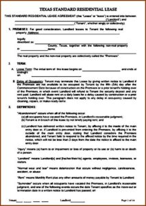 Lease Agreement Template For Texas