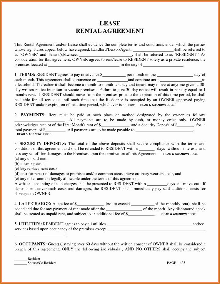 Lease To Own Agreement Template Free