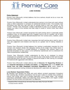 Lone Working Policy Sample