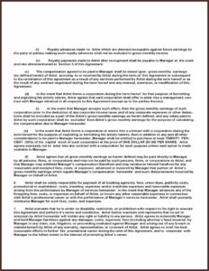 Management Artist Contract Free Template