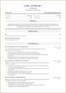 Mechanic Cv Template