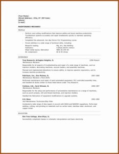 Mechanic Resume Template Free