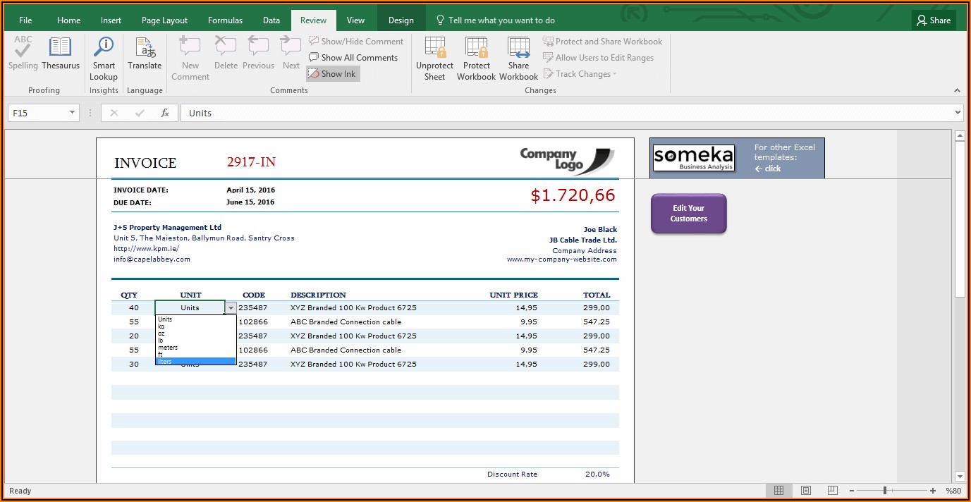 Microsoft Excel Invoice Template Free