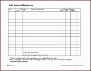Mileage Log Template Free Uk