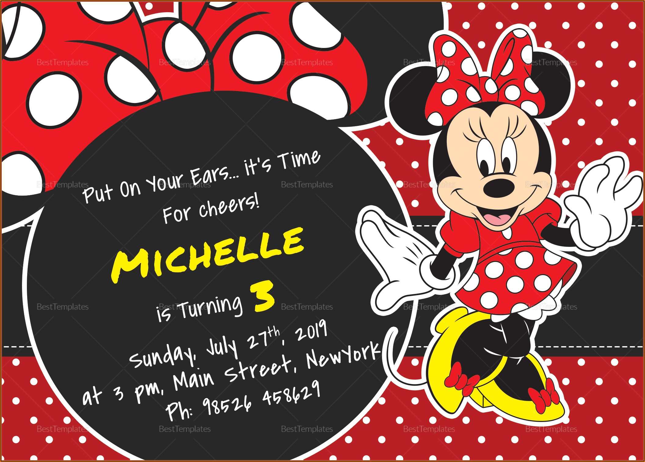 Minnie Birthday Invitation Template