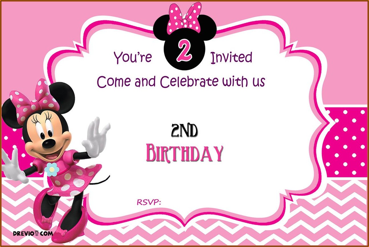Minnie Mouse 2nd Birthday Invitation Template