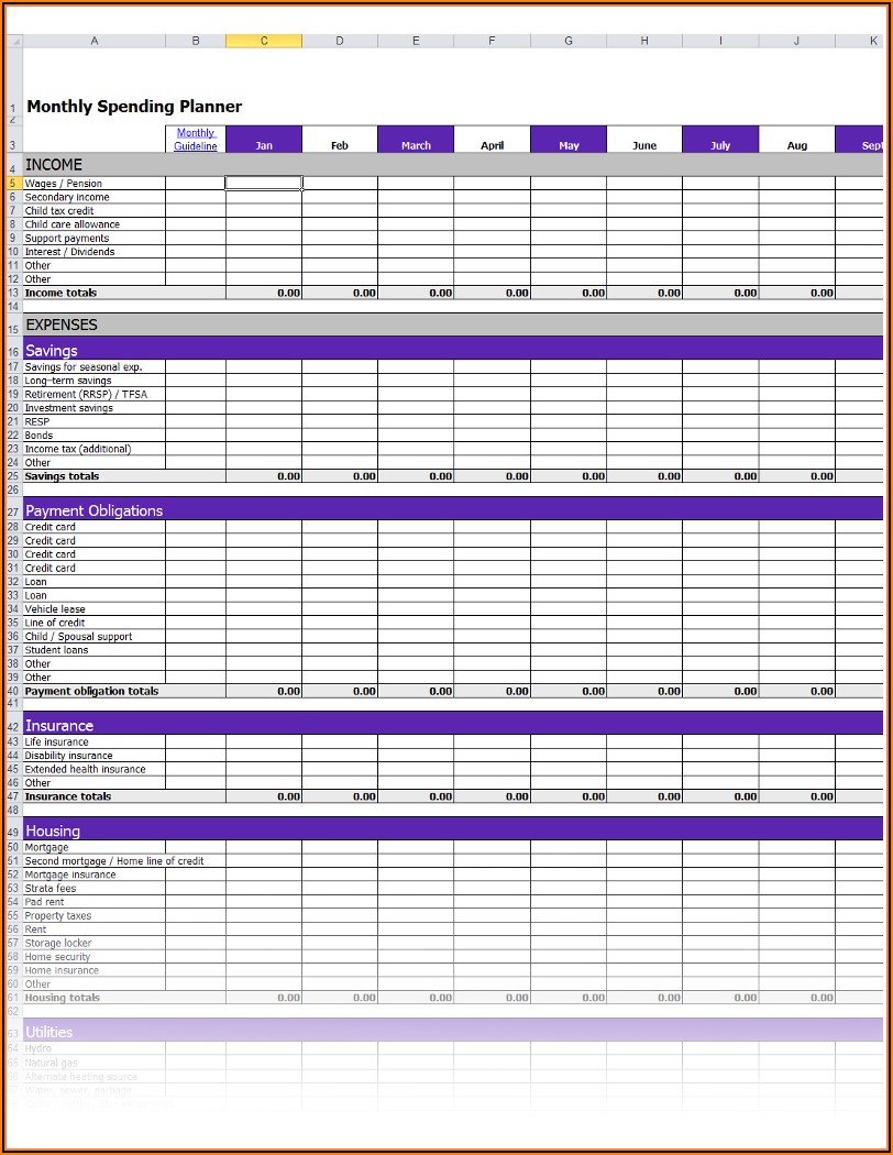 Monthly Expense Tracker Template Excel