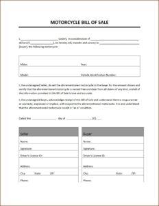 Motorcycle Sale Contract Template Uk