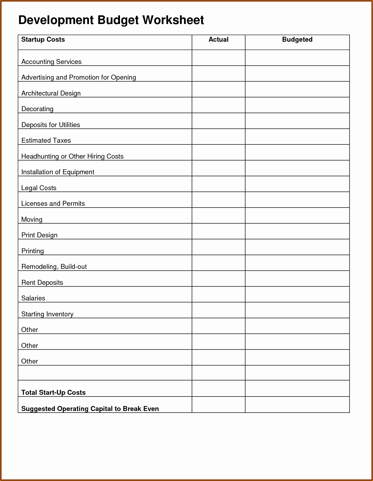 Moving Expenses Spreadsheet Template