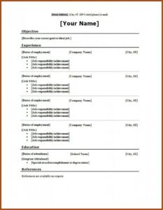 Online Word Templates For Resume