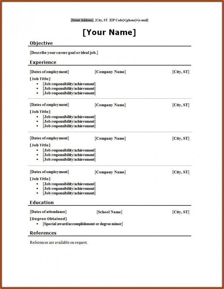Online Word Templates For Resume