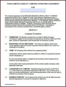 Oregon Llc Operating Agreement Template