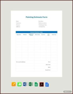 Painting Estimate Template Excel