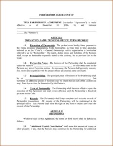 Partner Agreement Template Australia