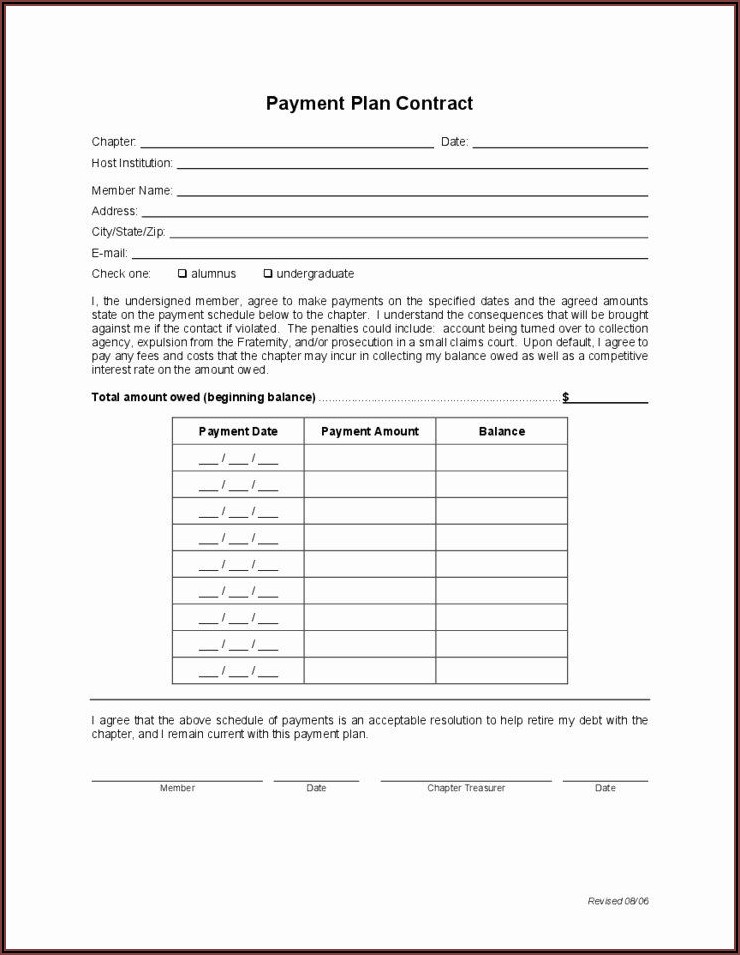 Payment Plan Contract Template Free Download
